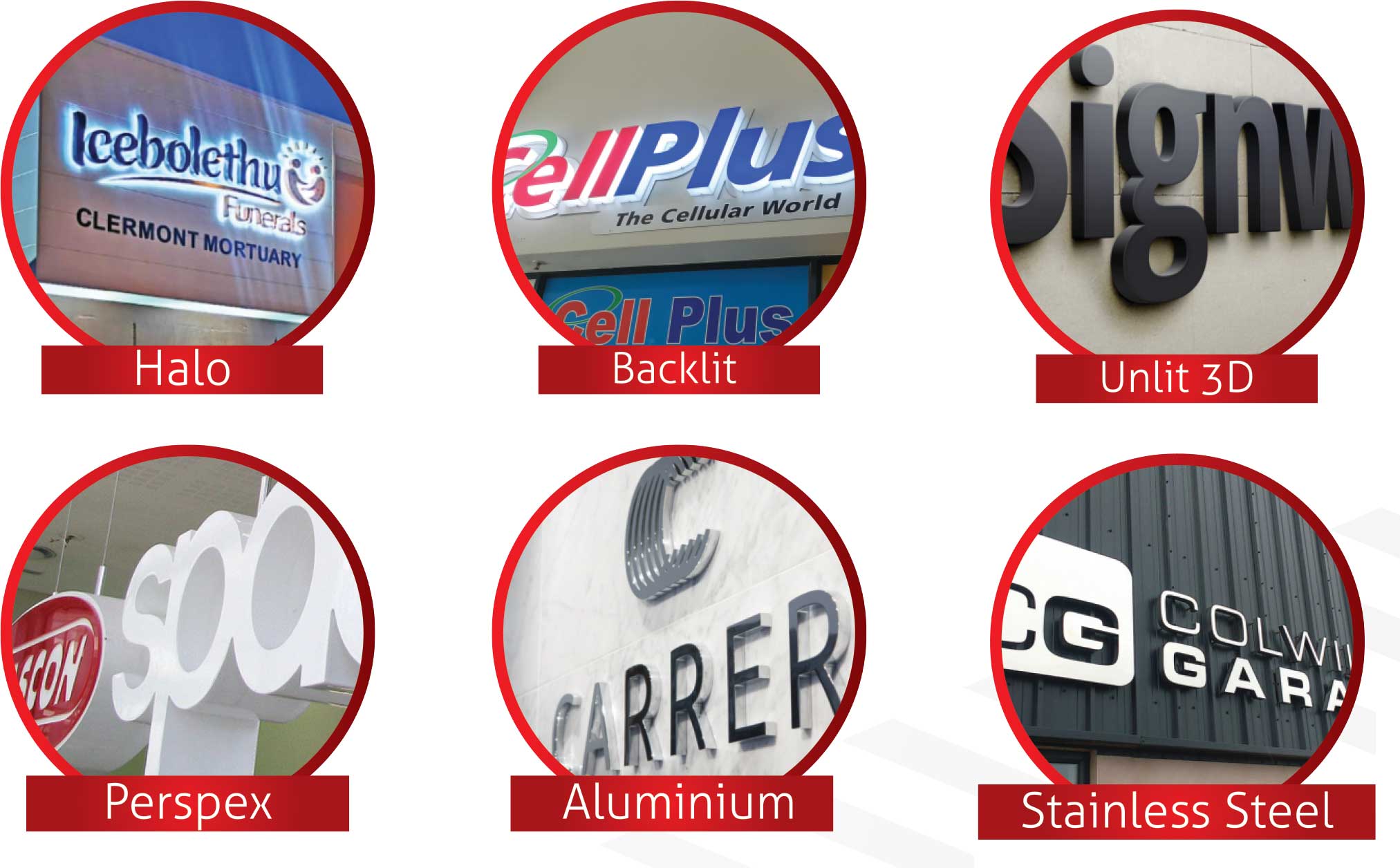 3D sign lighting effect options